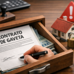 Ilustração representando contrato de gaveta e riscos na compra informal de imóvel